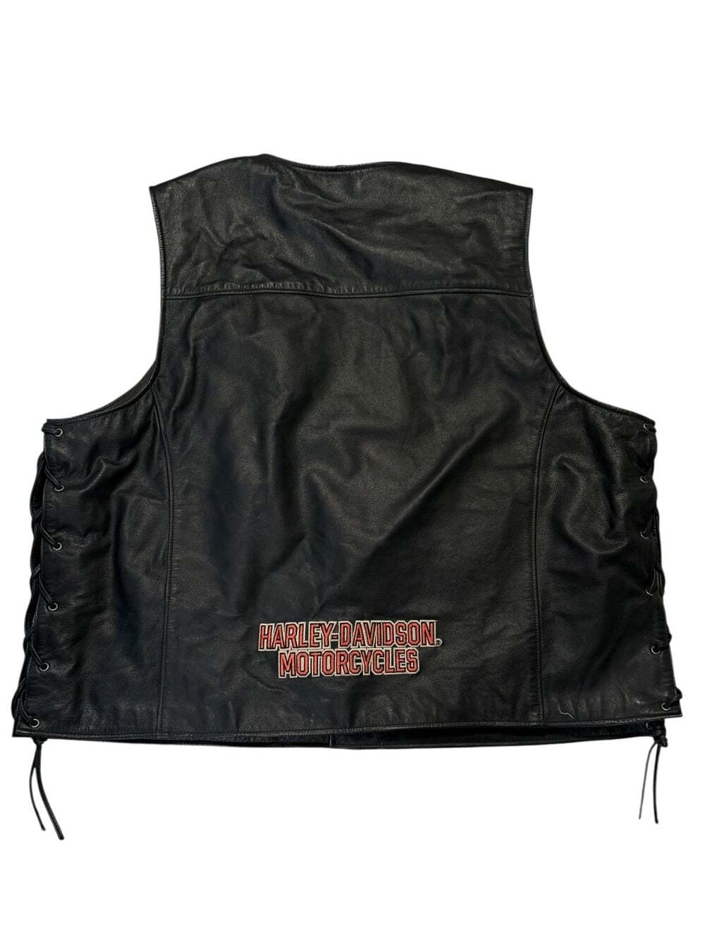 Harley-Davidson Men's 3XL Black Leather Lace Side Vest Cowhide 98103-02VM